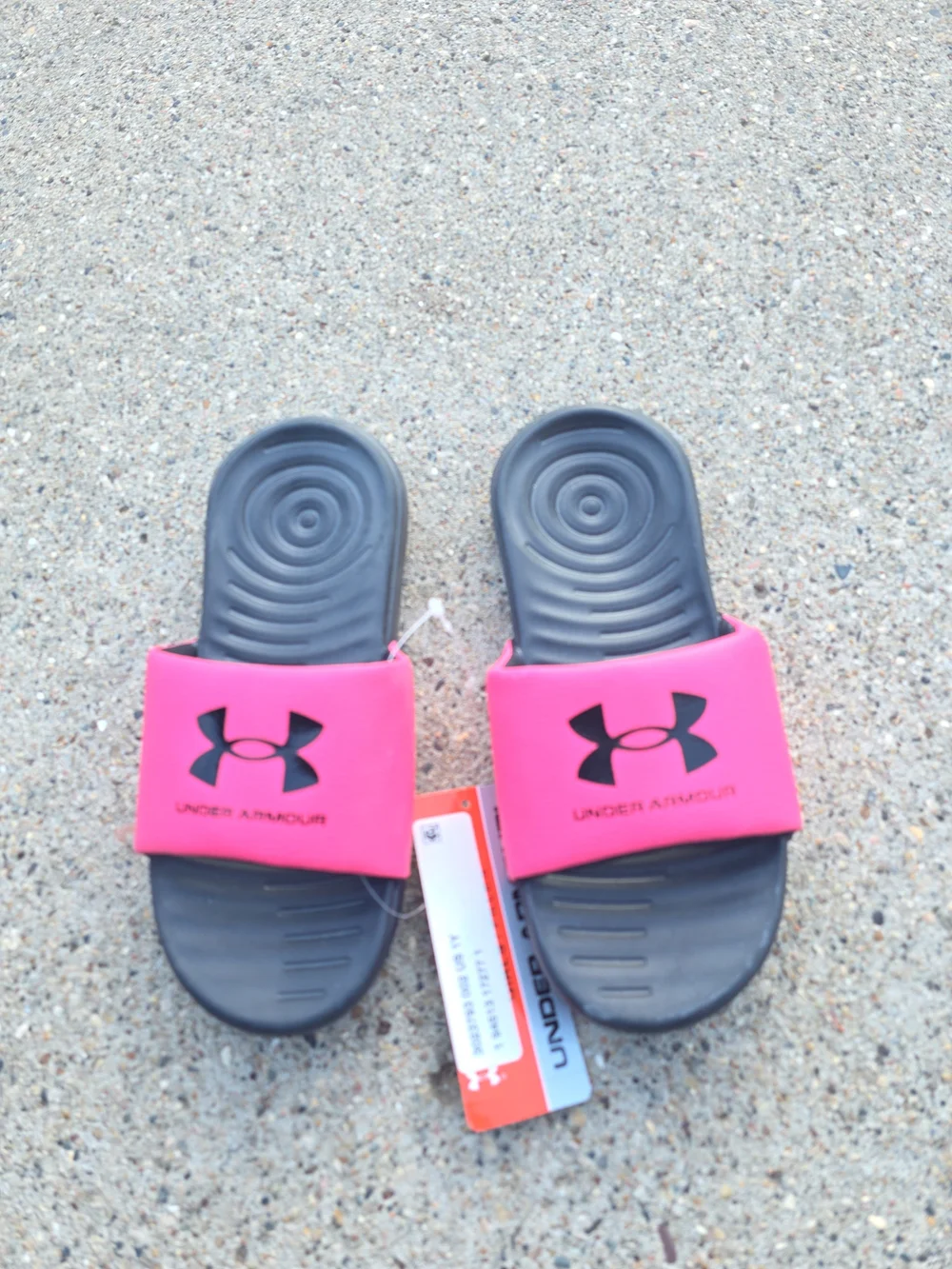 Under Armour Pink & Black Slide Sandals Little Girls Size 1Y